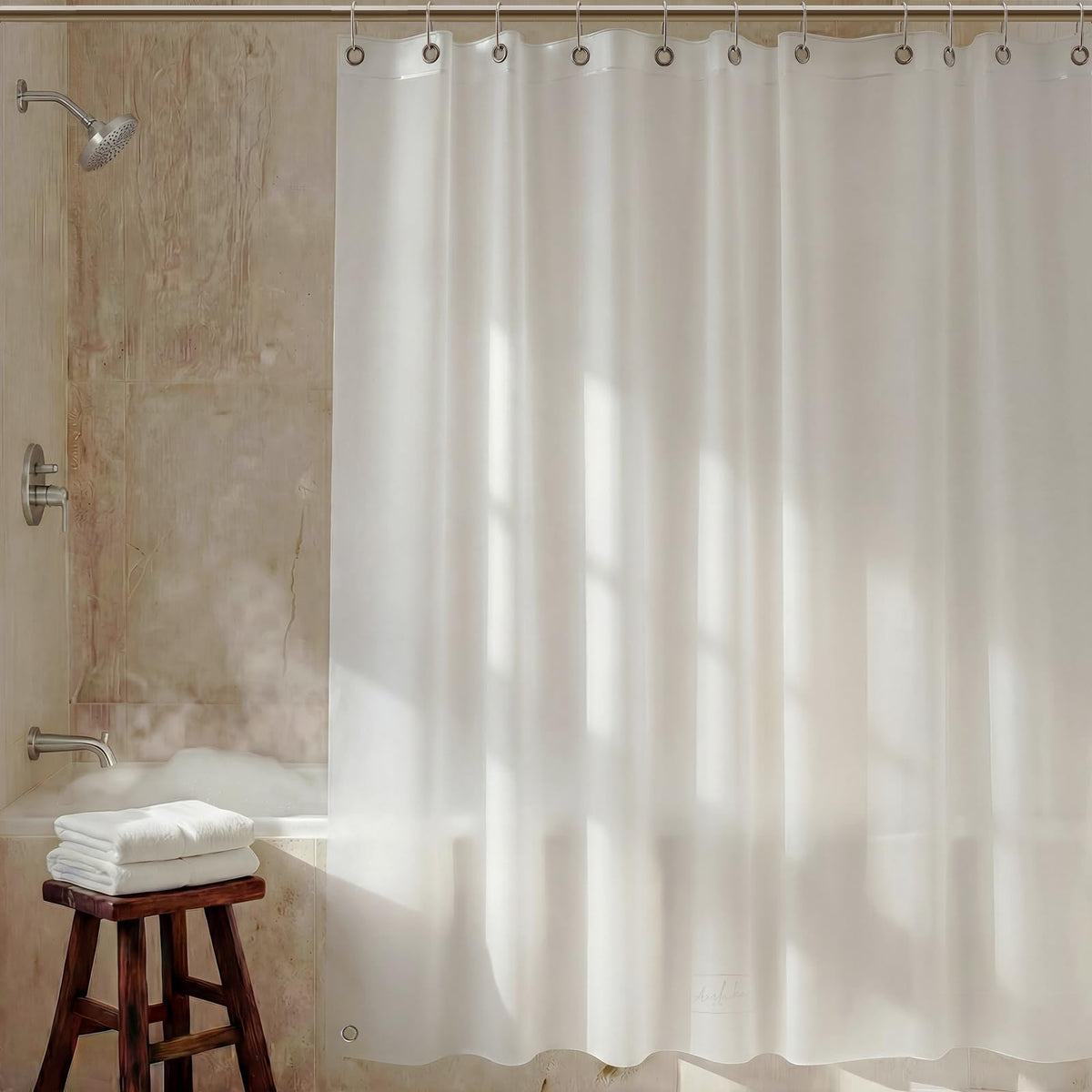 AIRLAKE premium frosted EVA shower curtain liner with privacy-friendly frosted finish