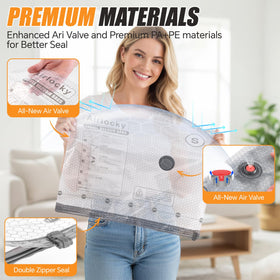 Airlocky thickened PA+PE bags resist tears for long-lasting reuse