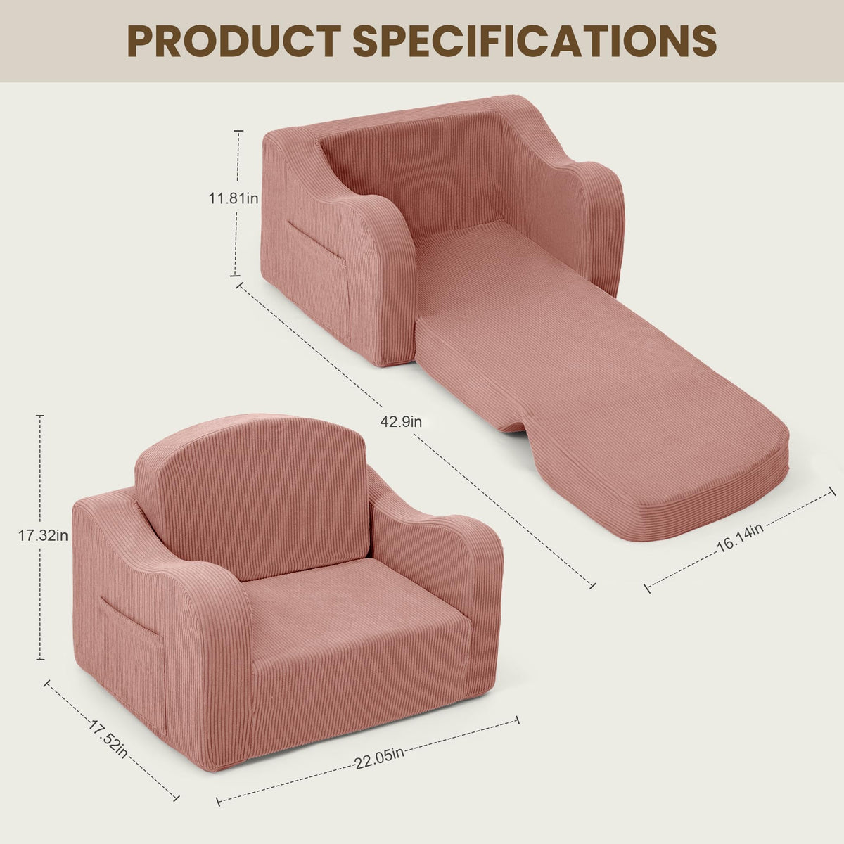 Airpanda 2-in-1 couch converts to a lounger for nap time.