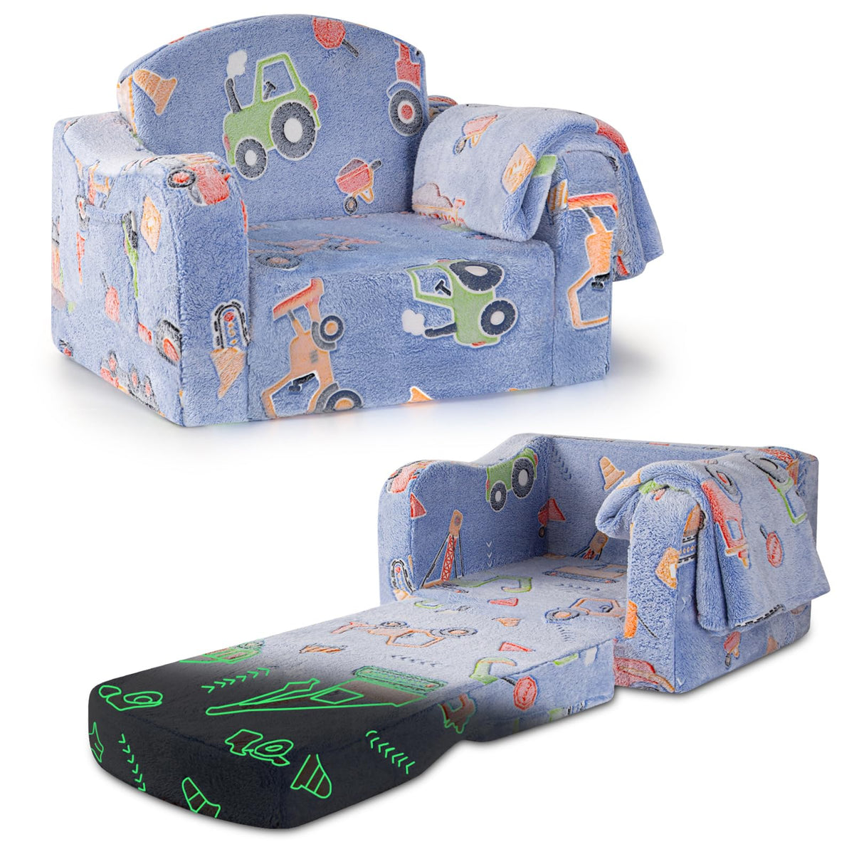 Airpanda comfy toddler chair with blanket fold-out, cozy seating for naps and playtime.