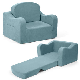 Airpanda comfy toddler chair front view in blue, ideal for naptime.