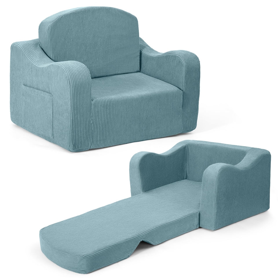Airpanda comfy toddler chair front view in blue, ideal for naptime.
