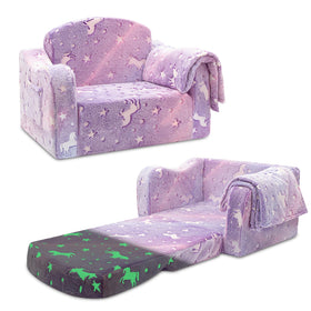 Airpanda comfy toddler couch with blanket offers cozy seating for naps and playtime.