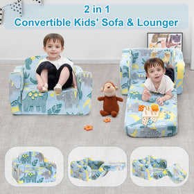 Airpanda fold-out-toddler-couch provides versatile seating for reading and play.