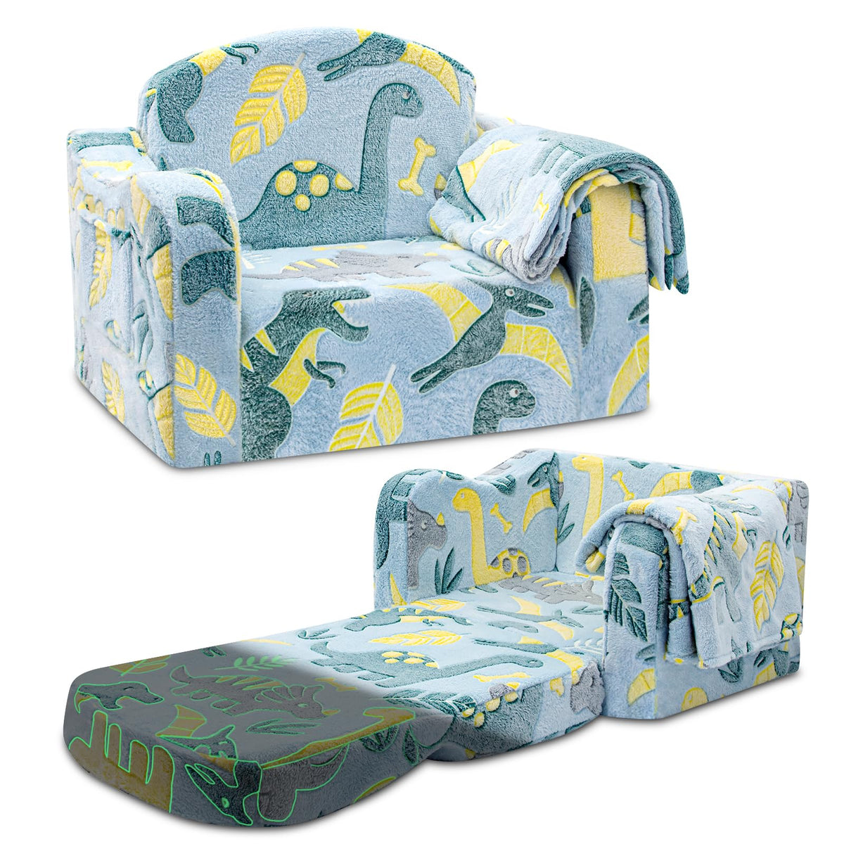 Airpanda glow-pony-toddler-chair glows softly for bedtime comfort.
