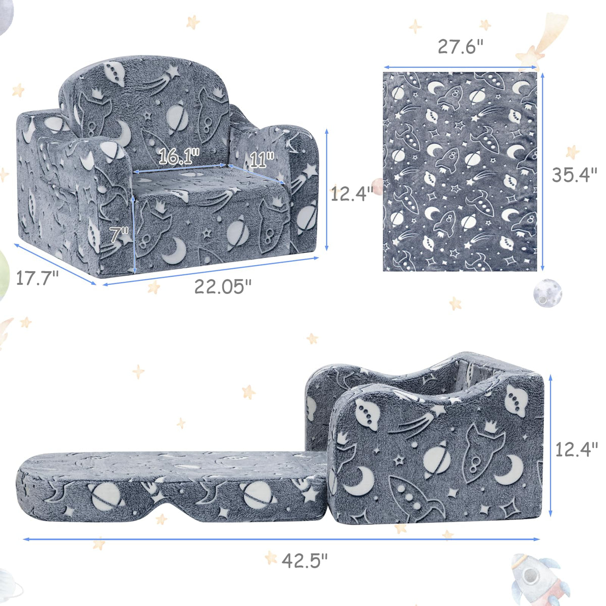 Airpanda glowing starry sky chair lights softly for bedtime
