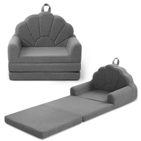 Airpanda toddler chair with petal design in gray offering a playful reading corner.