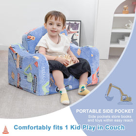 Airpanda toddler chair side pockets keep books and toys within reach.