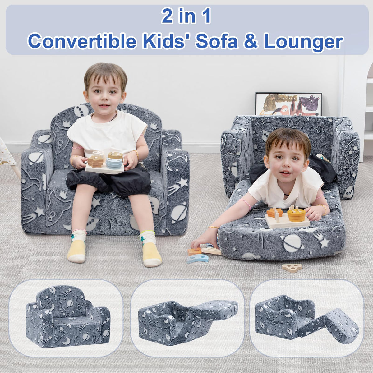 Airpanda toddler couch with blanket offers warmth during reading