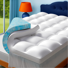 Airtree queen-size topper showing cooling gel layer for cooler sleep and support