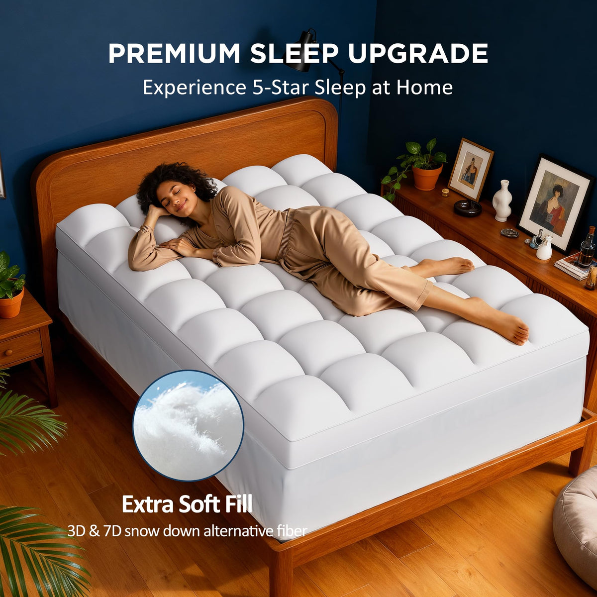 Airtree dual-layer topper with pillow top and breathable fiber for comfort