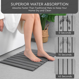 Airviv anti-slip rubber backing prevents slips on wet bathroom floors.