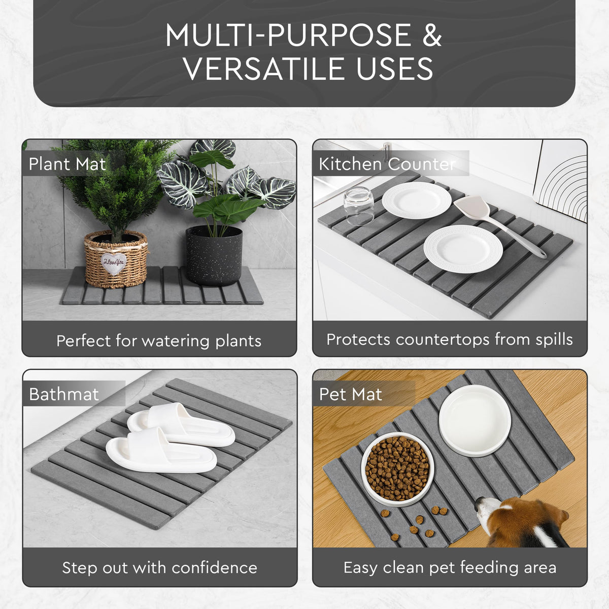 Airviv fast-drying mineral surface keeps puddles away after showers.