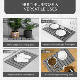 Airviv fast-drying mineral surface keeps puddles away after showers.