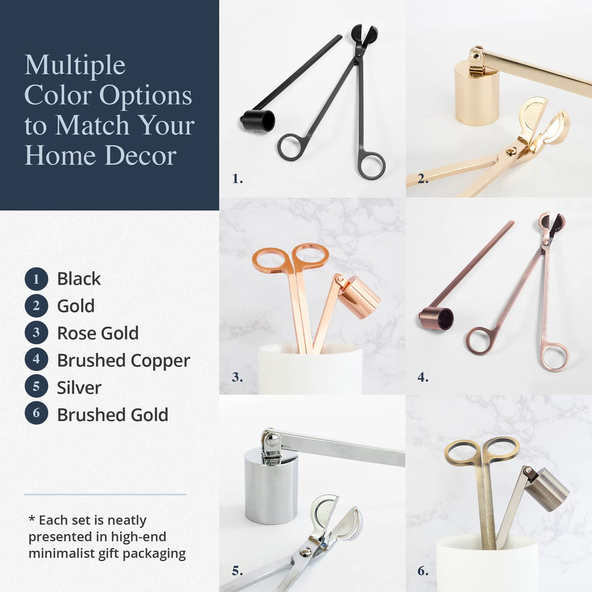 Airy Abode tool set works with 3-wick to tea light candles for versatile care