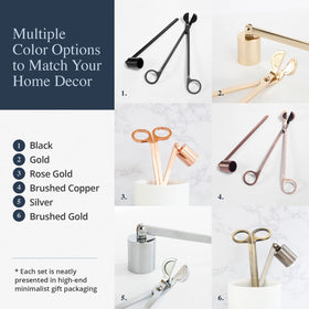 Airy Abode snuffer in brushed copper keeps desks and tables tidy.