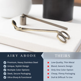 Airy Abode wick-trimmer in gold delivers durable candle care for your space.