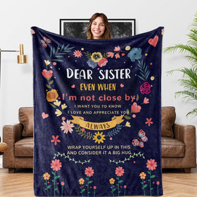 AISDE Sister Gifts Blanket folded for cozy warmth on the couch