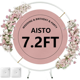 Aisto round backdrop stand white 7.2 ft for elegant wedding photos