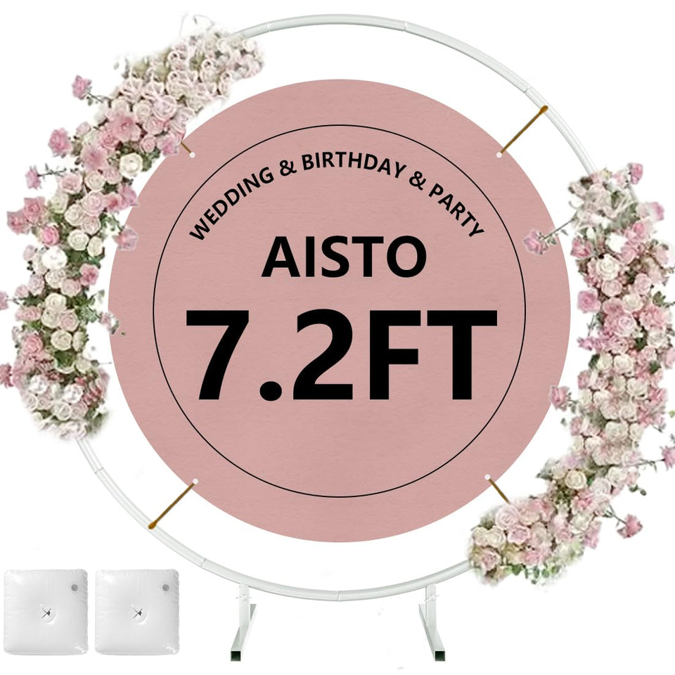 Aisto round backdrop stand white 7.2 ft for elegant wedding photos