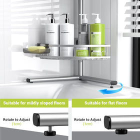 Aitatty adjustable-height baskets fit tall bottles and adapt to shared bathrooms.