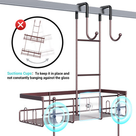Aitatty bronze over-the-door shower caddy suction cups closeup showing grip.