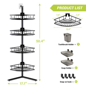 Aitatty corner shower caddy standing in a modern bathroom keeping items organized.