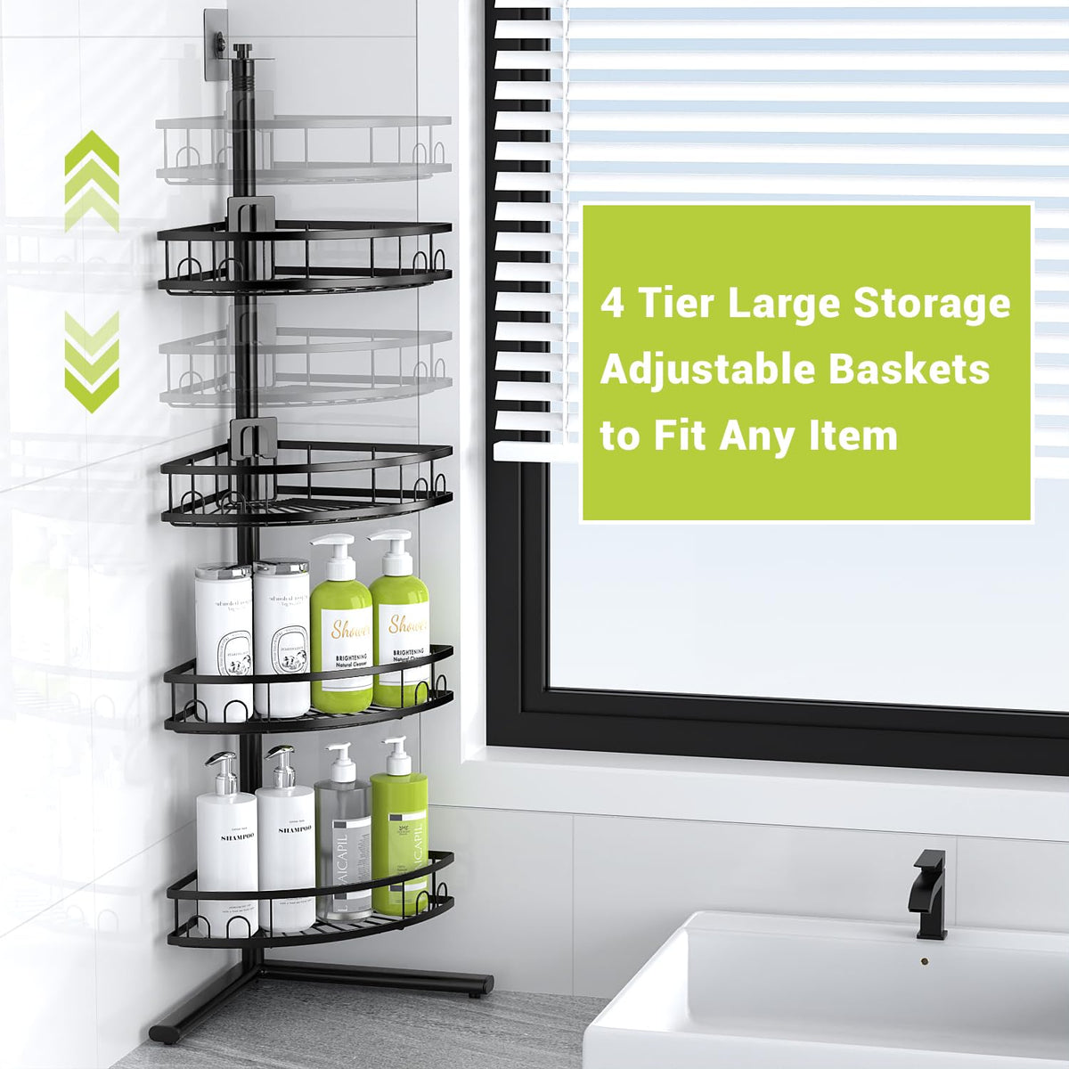 Aitatty corner shower caddy standing open-grid drain for fast drying after showers.