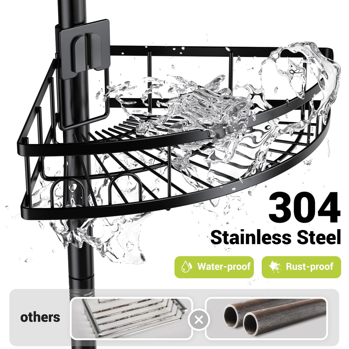 Aitatty corner shower caddy standing shows wall-secure clips for stable tile mounting.