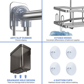 Aitatty four suction cups secure the unit to flat surfaces for stability.
