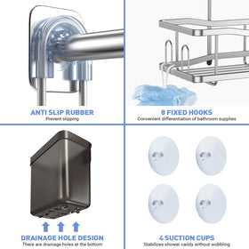 Aitatty no-drill installation makes mounting the shower shelf quick and tool-free.