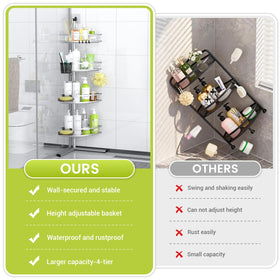 Aitatty open-grid drain design keeps toiletries dry and fresh after steamy showers.