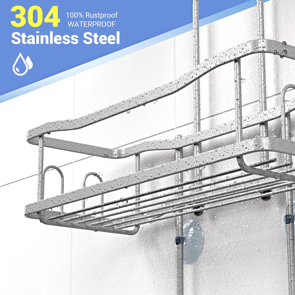 Aitatty rustproof stainless steel shower shelf resists moisture for long lasting bathroom storage.