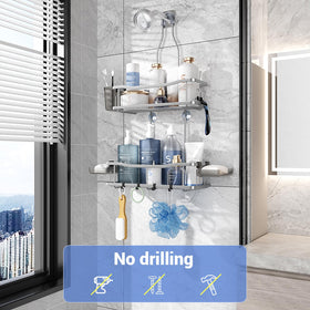 Aitatty two-tier baskets maximize shower storage space.
