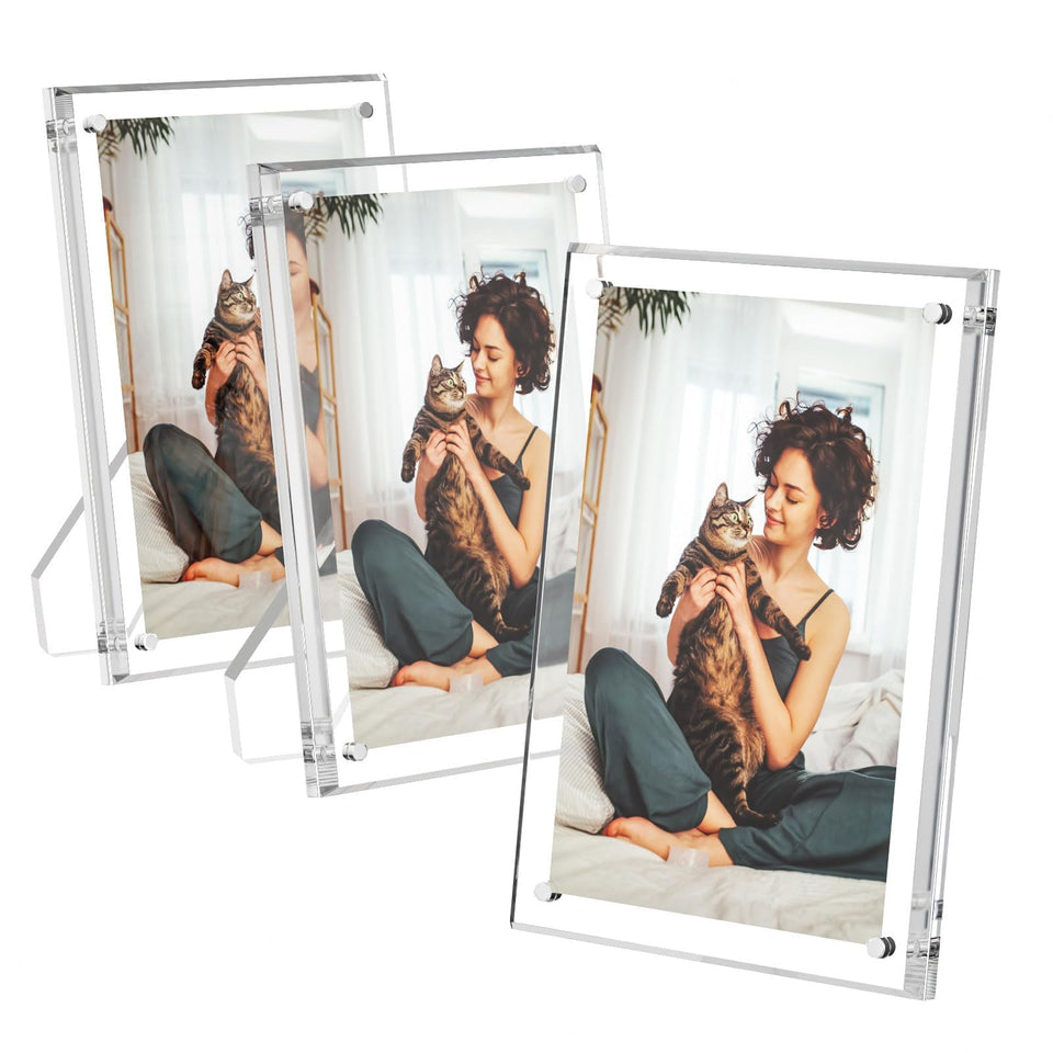 AITEE 5x7 acrylic frame with magnets for quick photo swaps on a desk