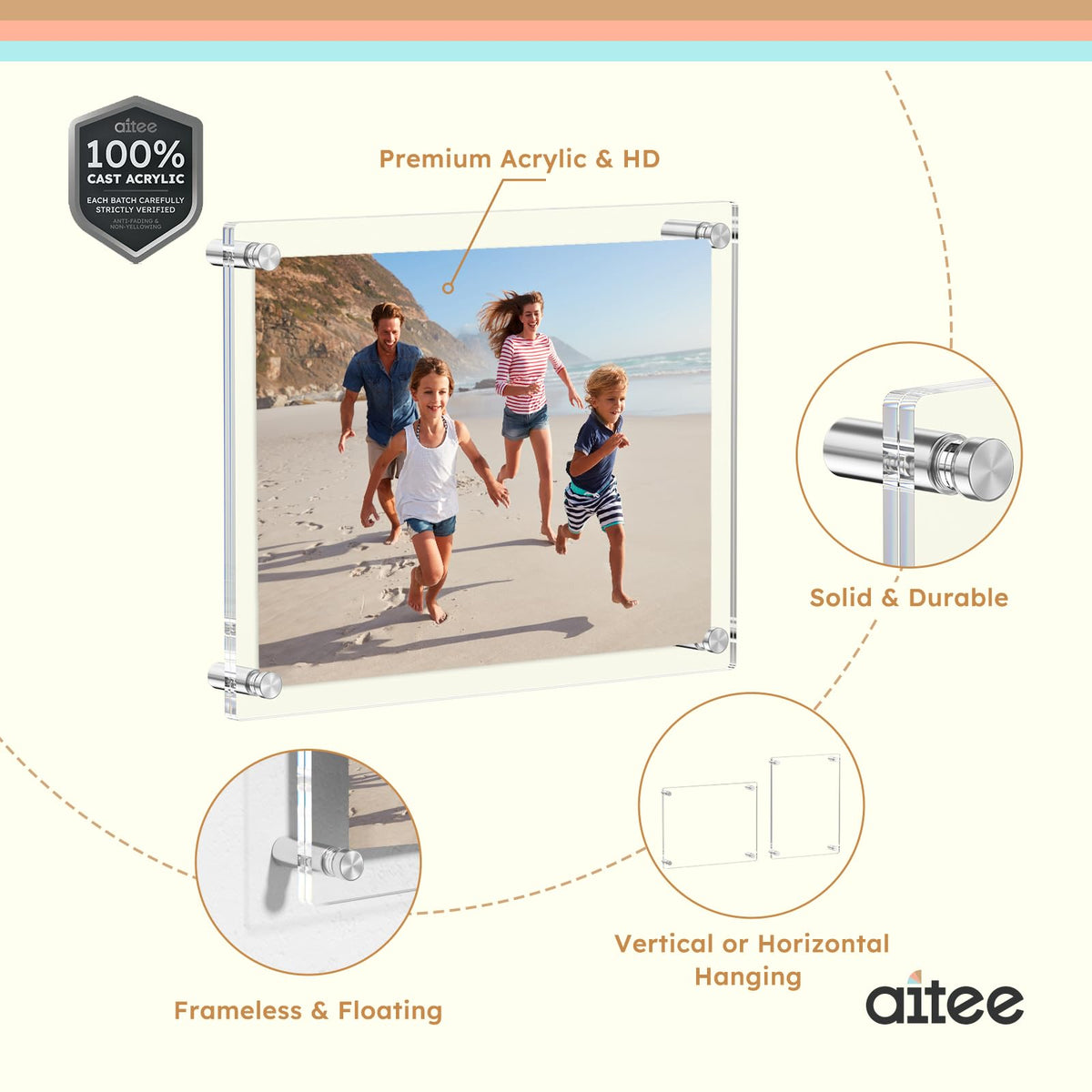 AITEE 8.5x11 acrylic frame transparent material enhances visuals