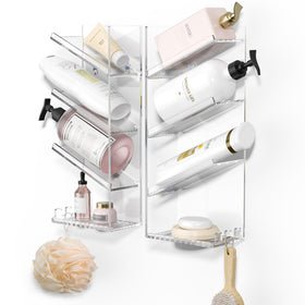 AITEE acrylic bathroom organizer caddy wall-mounted for easy shower storage.