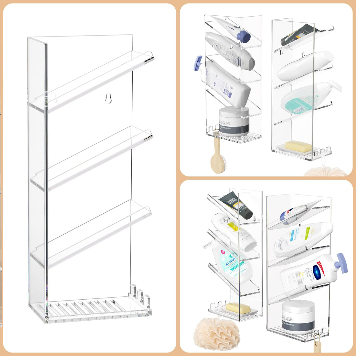 AITEE combination model shower caddy maximizes space in small bathrooms.