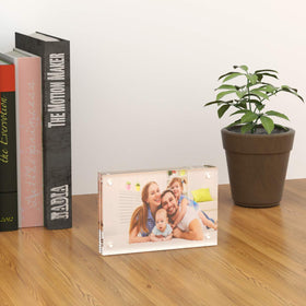 AITEE freestanding acrylic frame supporting horizontal or vertical orientation