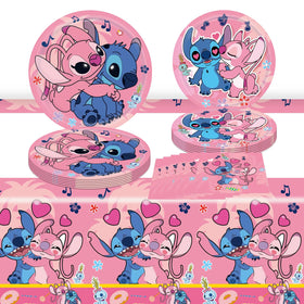 AIXPROBEAD Stitch plates set in bright colors for a joyful angel birthday table