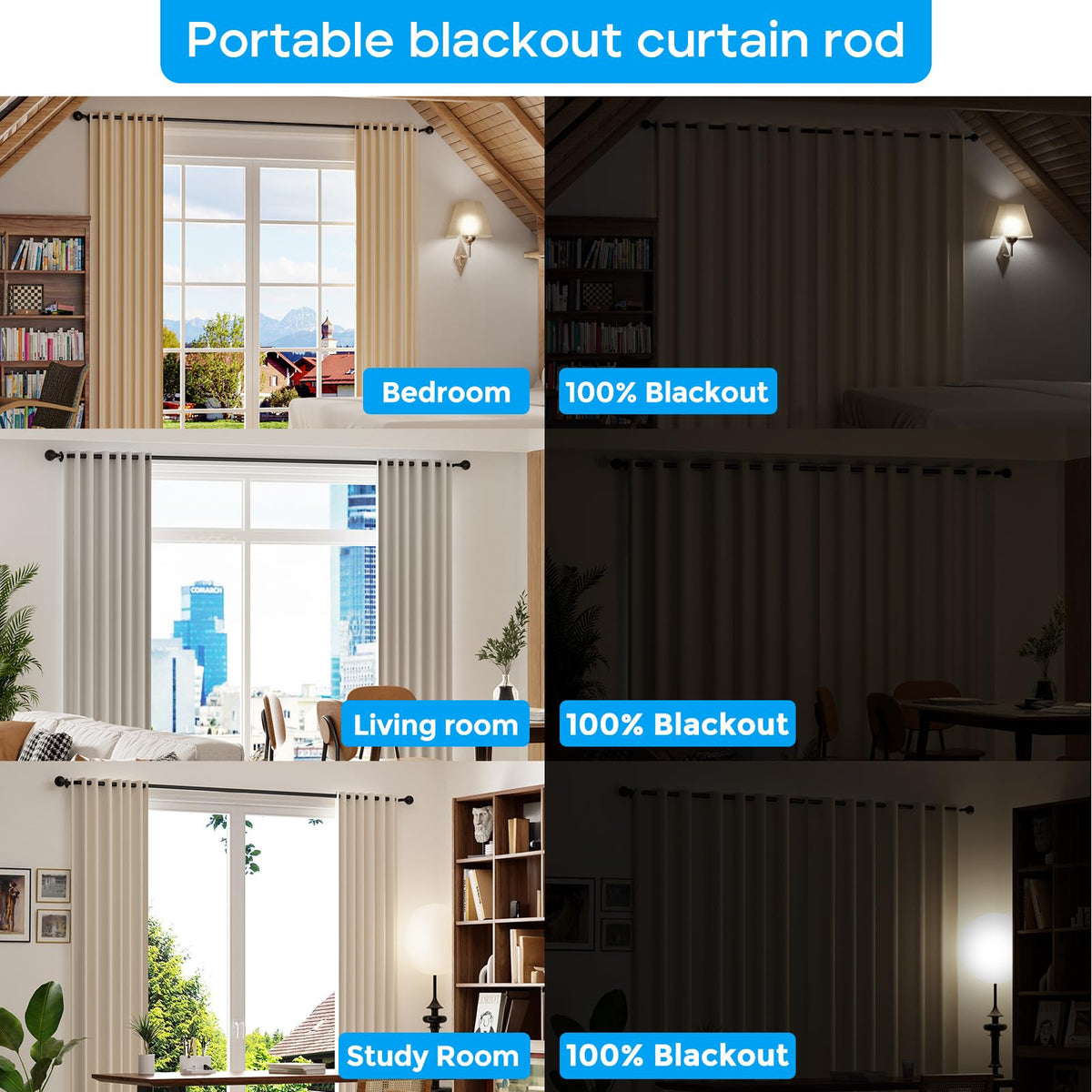 AIZESI black decorative curtain rod with modern finish for stylish windows.