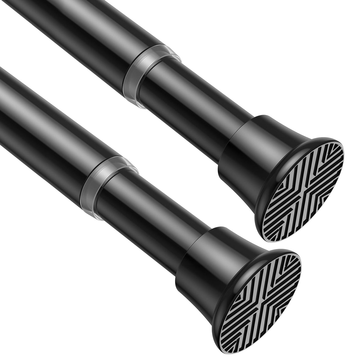AIZESI black tension rod extended in a window showing no-drill installation