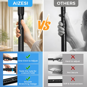 AIZESI no-drill installation enabling quick, tool-free setup on various surfaces.