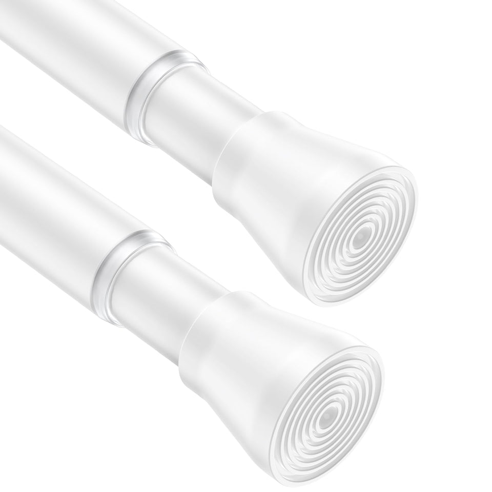 AIZESI spring tension rod extended to 28-48 inches with white finish for versatile windows