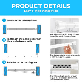 AIZESI tension rod suited for lightweight curtains and room dividers