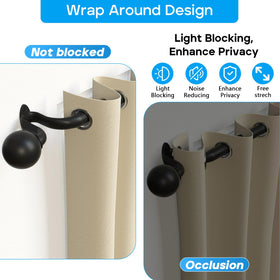 AIZESI sturdy steel construction curtain rod supports thicker blackout curtains.