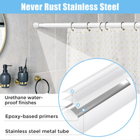 AIZESI tension rod in bathroom setup holds shower curtains securely
