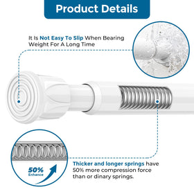 AIZESI tension rod white finish offers a sleek look for any room.