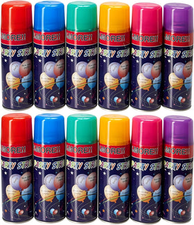 AJ Toys and Games 12-pack party string spray all colors for vibrant decorations.