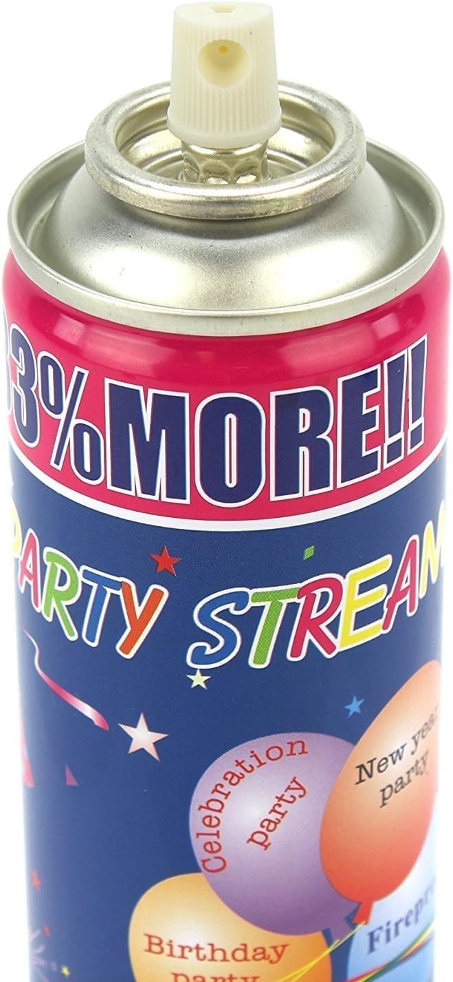 AJ Toys and Games green party string spray can for festive decor.